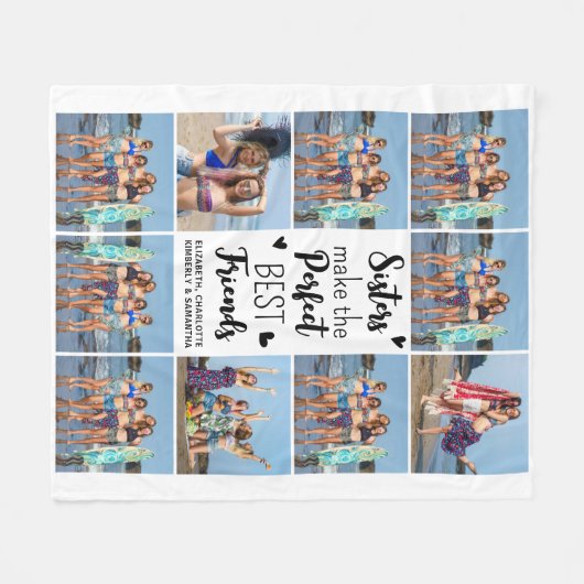 Zusters Beste Vrienden Custom Chic 10 Fotocollage Fleece Deken (Voorkant (Horizontaal))