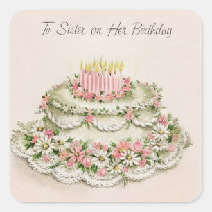 zuster's Birthday Cake Vierkante Sticker