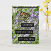 Zuster's Birthday Card,  paarse bloemen Kaart (Gele Bloem)