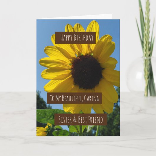 Zuster's Birthday Card, zonnebloemen Kaart (Voorkant)