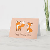 Zusters Birthday - Little Foxes Kaart (Voorkant)