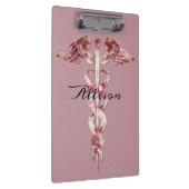 Zuster's Blush Roos Stylish Medical Caduceus Custo Klembord (Rechts)