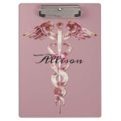 Zuster's Blush Roos Stylish Medical Caduceus Custo Klembord (Voorkant)