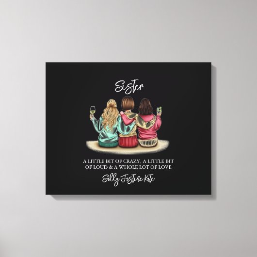 Zusters Dag Aangepaste Namen Plaquette – Gepersona Canvas Afdruk (Voorkant)