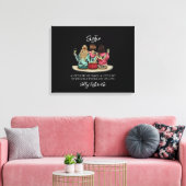 Zusters Dag Aangepaste Namen Plaquette – Gepersona Canvas Afdruk (Insitu (Woonkamer))