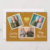 Zusters Forever Christmas Brown fotocollage Feestdagenkaart (Voorkant)