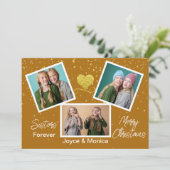 Zusters Forever Christmas Brown fotocollage Feestdagenkaart (Staand voorkant)