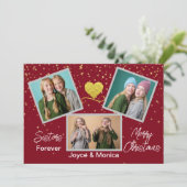 Zusters Forever Christmas Red fotocollage Feestdagenkaart (Staand voorkant)