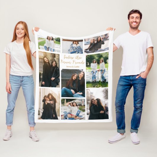 Zusters Forever Friends Fotocollage Aangepaste off Fleece Deken (In situ)