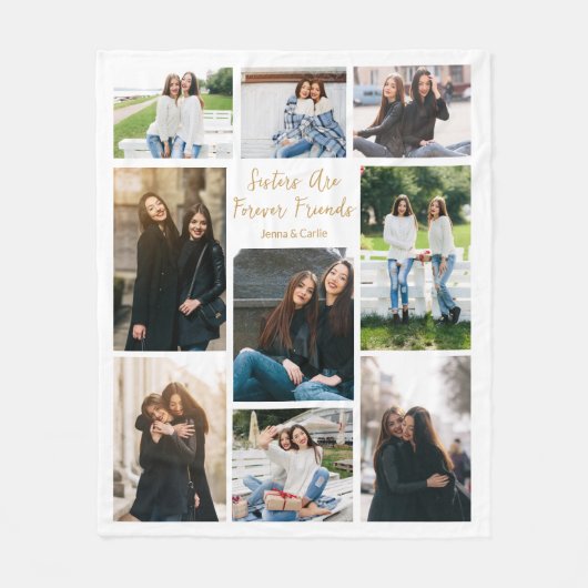 Zusters Forever Friends Fotocollage Aangepaste off Fleece Deken (Voorkant)