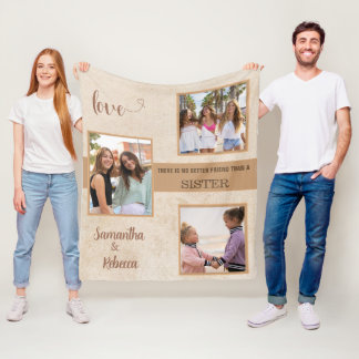 Zusters Foto Beste Vrienden Trendy Tan Fleece Deken