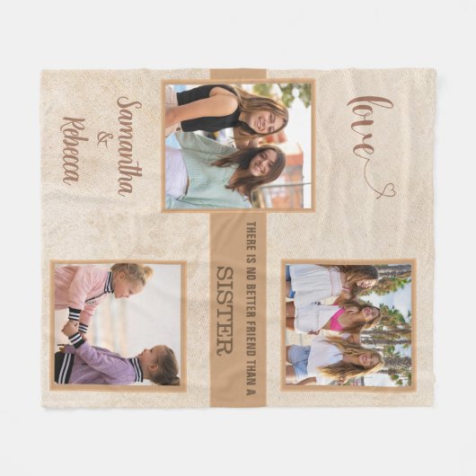 Zusters Foto Beste Vrienden Trendy Tan Fleece Deken (Voorkant (Horizontaal))