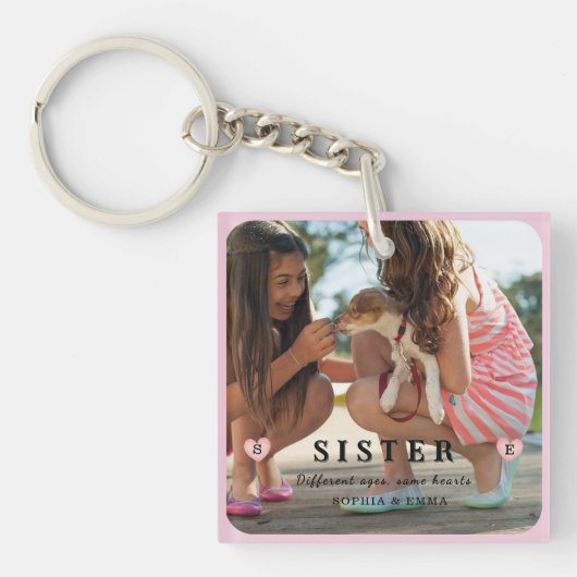 Zusters Foto Collage Sleutelhanger – Gelijke Harte (voorkant)