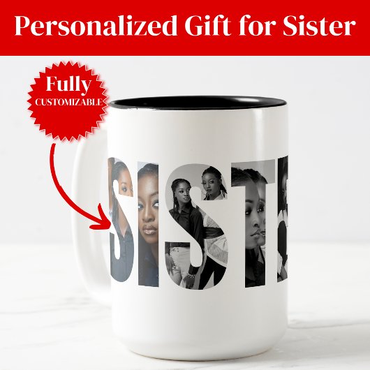 Zusters Foto Collage Tweekleurige Mok Cadeau
