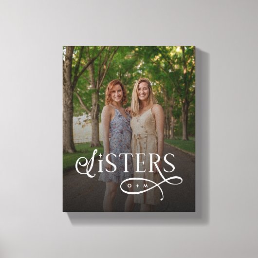 Zusters Foto Persoonlijk Monogram Canvas Afdruk (Voorkant)