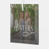 Zusters Foto Persoonlijk Monogram Glas Ornament (Voorkant links)