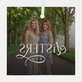 Zusters Foto Persoonlijk Monogram Glas Ornament (Achterkant)