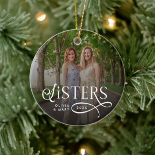 Zusters Foto Persoonlijk Monogram Keramisch Ornament