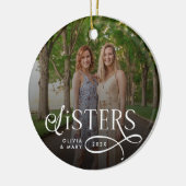 Zusters Foto Persoonlijk Monogram Keramisch Ornament (Links)