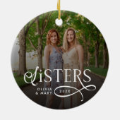 Zusters Foto Persoonlijk Monogram Keramisch Ornament (Achterkant)