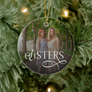 Zusters Foto Persoonlijk Monogram Keramisch Ornament