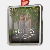Zusters Foto Persoonlijk Monogram Metalen Ornament (Links)