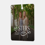Zusters Foto Persoonlijk Monogram Metalen Ornament (Voorkant links)