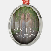 Zusters Foto Persoonlijk Monogram Metalen Ornament (Links)