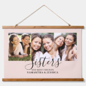 Zusters Fotocollage Hout Topped Wandtapijt Hangend Wandkleed (Voorkant)