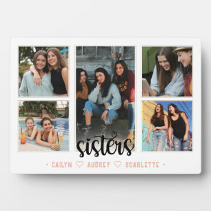 Zusters Fotocollage met 5 foto's & aangepaste teks Fotoplaat