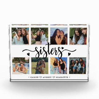 Zusters Fotocollage met 8 foto's & aangepaste teks