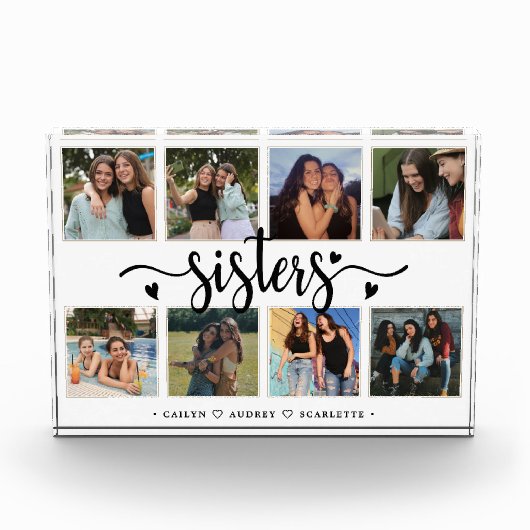 Zusters Fotocollage met 8 foto's & aangepaste teks (Voorkant)