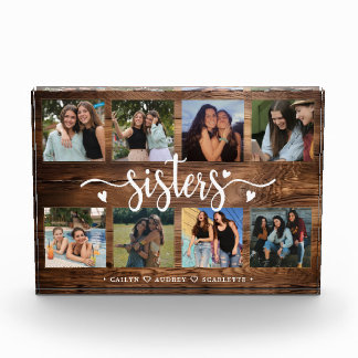 Zusters Fotocollage met 8 foto's & aangepaste teks