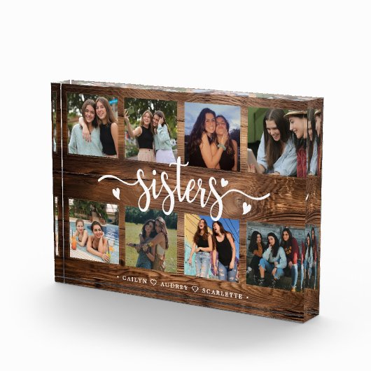 Zusters Fotocollage met 8 foto's & aangepaste teks (Rechts)