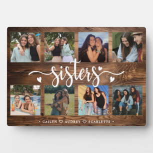 Zusters Fotocollage met 8 foto's & aangepaste teks Fotoplaat