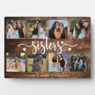 Zusters Fotocollage met 8 foto's & aangepaste teks Fotoplaat
