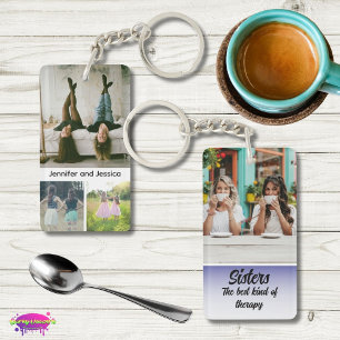 Zusters Fotocollage met Namen, Beste Therapie Sleutelhanger