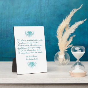 Zusters  gedicht door C. Rosetti in blauwe inkt Fotoplaat