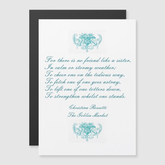 Zusters  gedicht door Rosetti in Blue Ink (Voorkant / Achterkant)