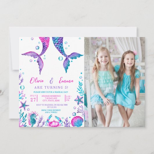 Zusters Gezamenlijke Verjaardag Zeemeermin Pool Pa Kaart (Voorkant)