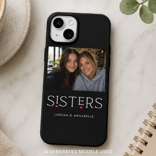 Zusters Hart Typografie Zwart Foto iPhone 15 Case