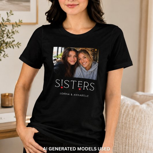 Zusters Hart Typografie Zwart Foto Tri-Blend Shirt