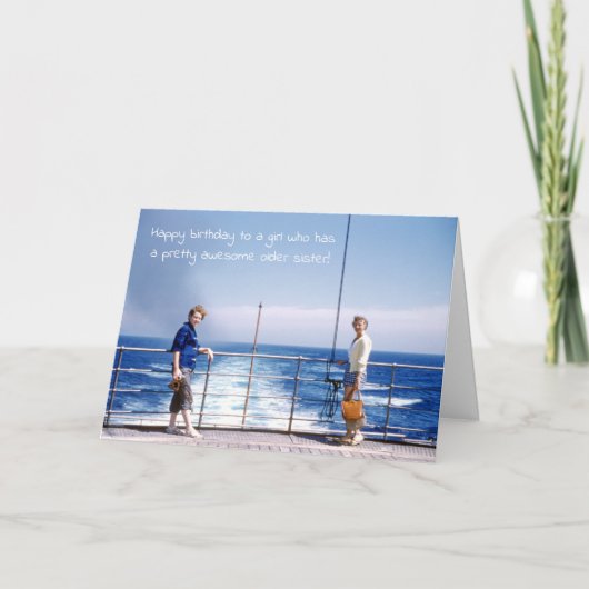 Zusters humoristische retro zuster verjaardag naut kaart (Voorkant)