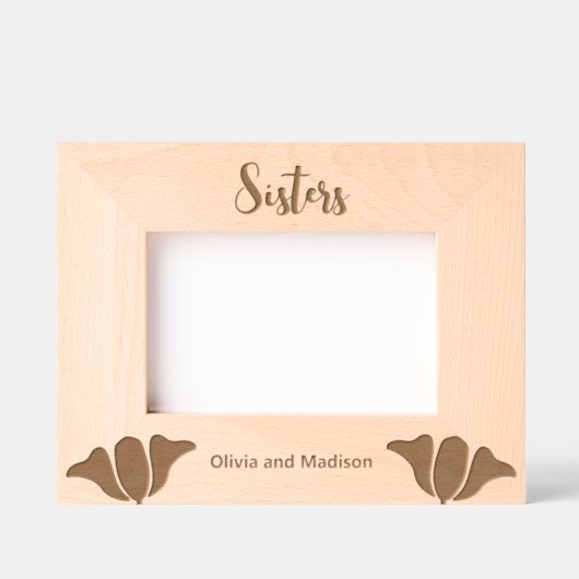 Zusters in Cursief Script Namen toevoegen met bloe Gegraveerde Lijstjes (Voorkant)