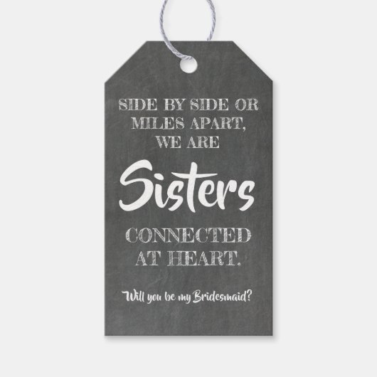 Zusters in hart en nieren - Lief bruidsmeisje voor Cadeaulabel (Voorkant)