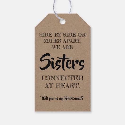 Zusters in hart en nieren - Lief bruidsmeisje voor Cadeaulabel (Voorkant)