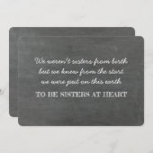 Zusters in hart en nieren - Wil jij mijn bruidsmei Kaart (Voorkant / Achterkant)