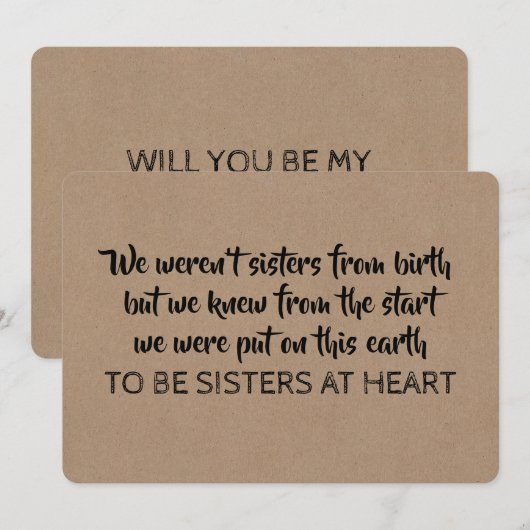 Zusters in hart en nieren - Wil jij mijn bruidsmei Kaart (Voorkant / Achterkant)