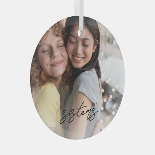 Zusters keepsake Kerst Foto Ornament (Voorkant Rechts)