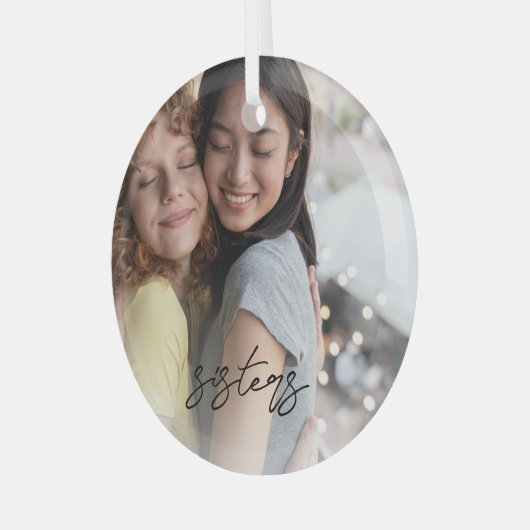 Zusters keepsake Kerst Foto Ornament (Voorkant links)